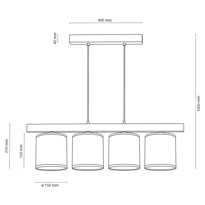 Lampadario a sospensione con filo PUNTO 4xE27/25W/230V quercia