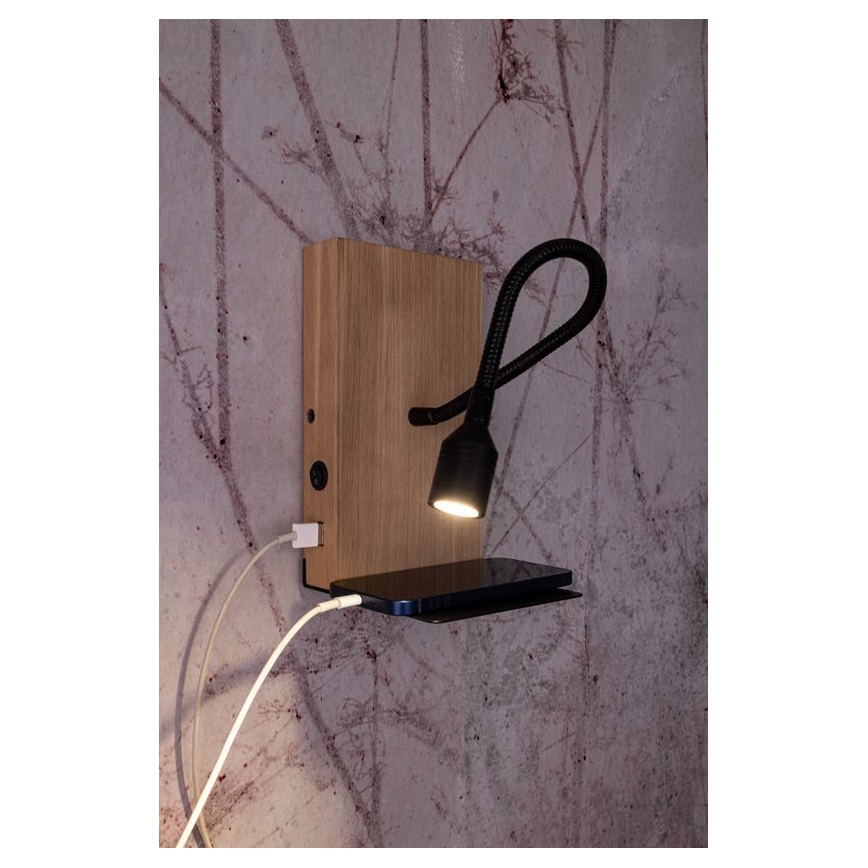 Applique da parete LED LECTOR LED/2,5W/230V USB rovere