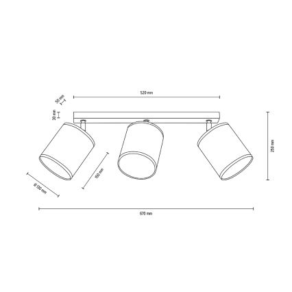 Faretto da binario BOHO 3xE27/25W/230V quercia- certificato FSC