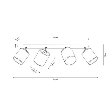 Faretto da binario BOHO 4xE27/25W/230V quercia- certificato FSC