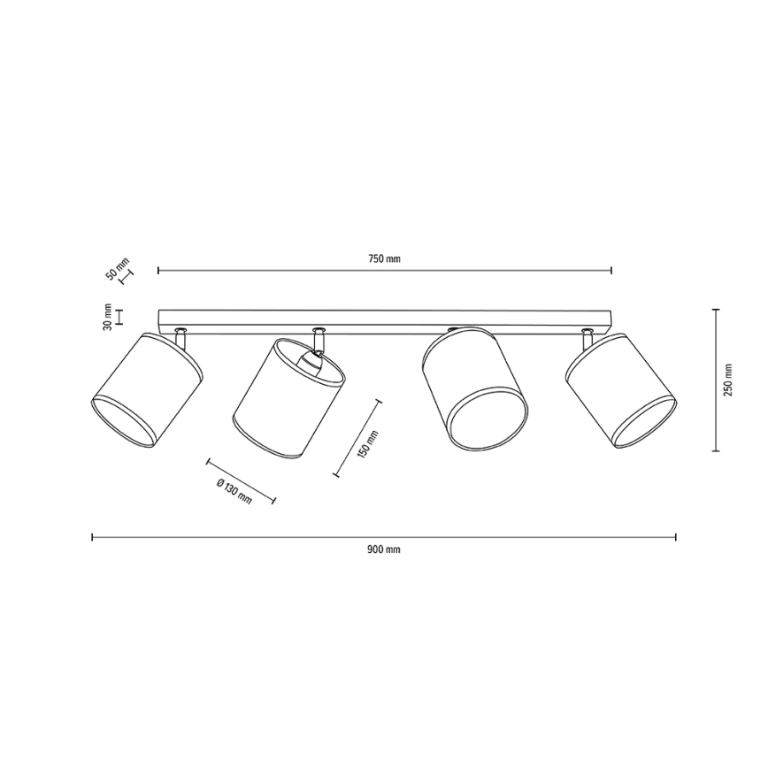 Faretto da soffitto BOHO 4xE27/25W/230V rovere