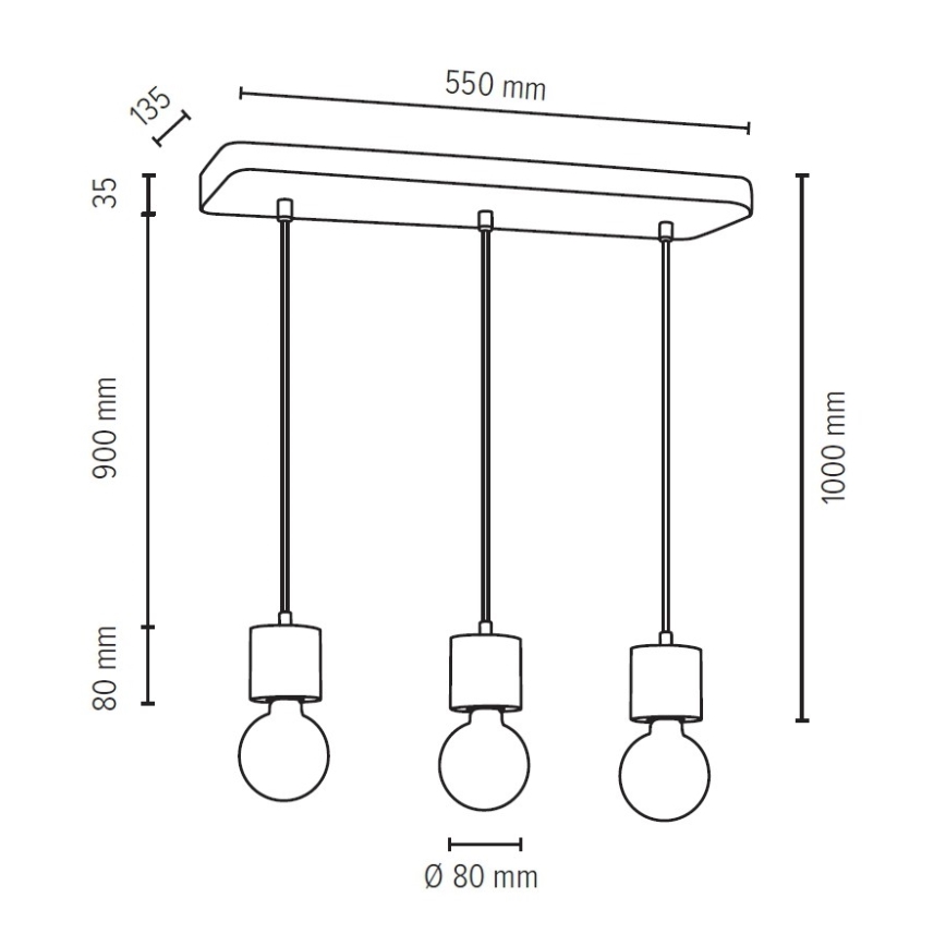 Lampadario a cavo STRONG 3xE27/60W/230V cemento