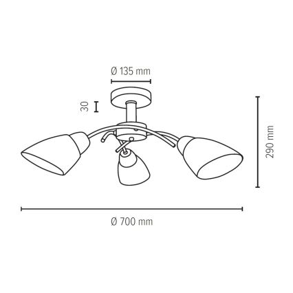 Lampadario a plafone VILETTA 3xE27/60W/230V quercia