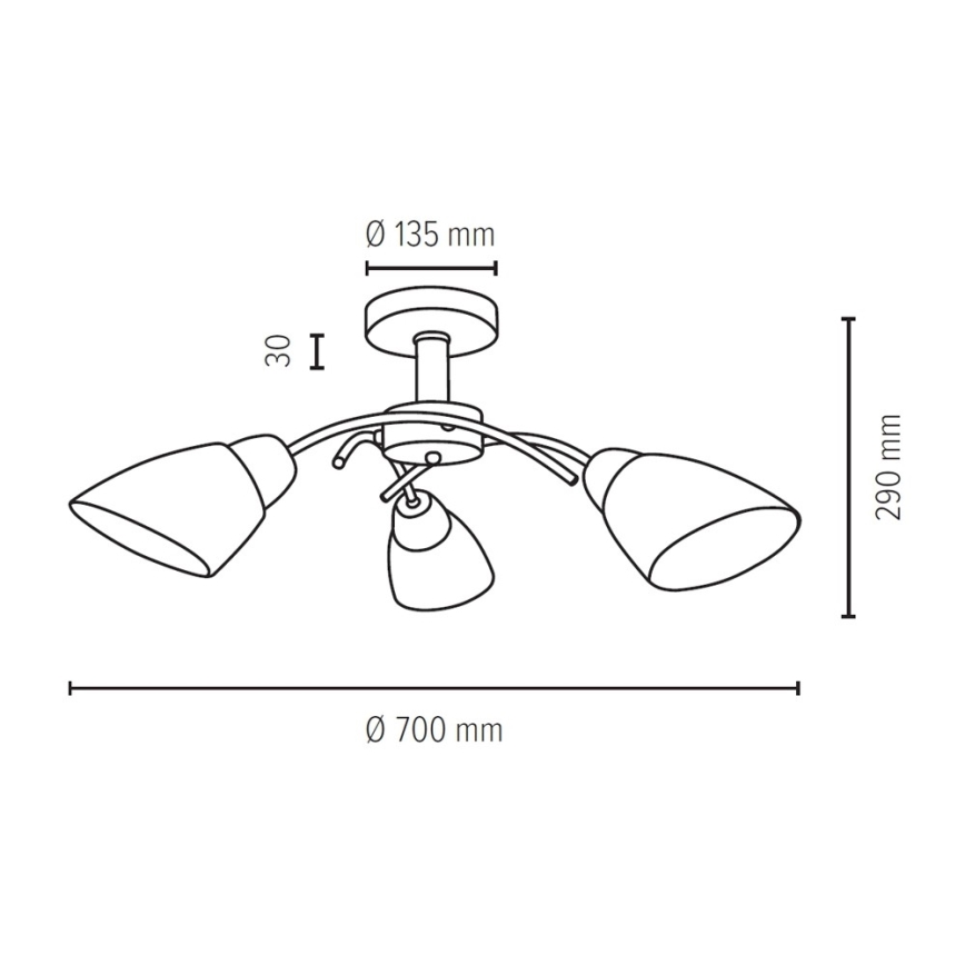 Lampadario a plafone VILETTA 3xE27/60W/230V quercia