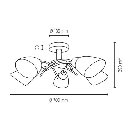 Lampadario a plafone VILETTA 5xE27/40W/230V - certificato FSC