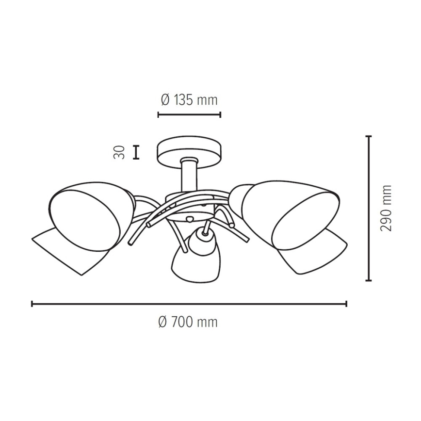 Lampadario a plafone VILETTA 5xE27/40W/230V - certificato FSC