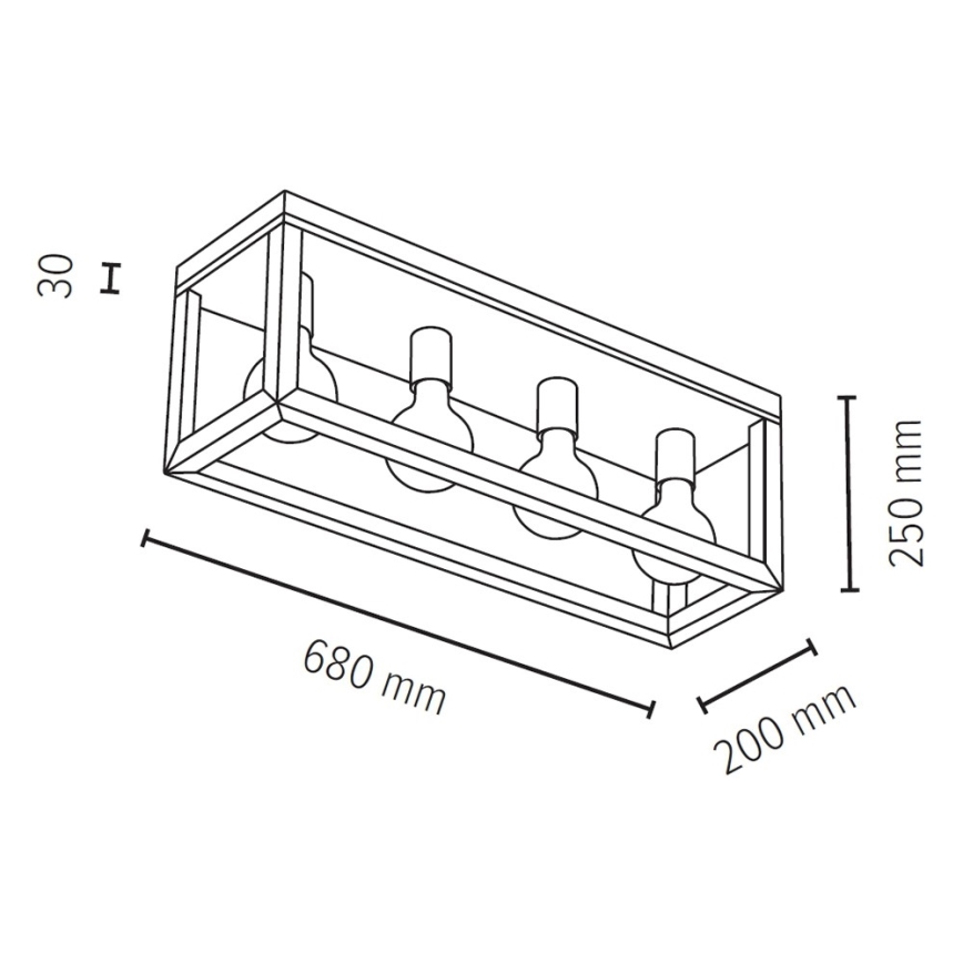 Plafoniera KAGO 4xE27/60W/230V rovere opaco