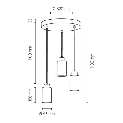 Lampadario a sospensione con filo KARLA 3xE27/60W/230V calcestruzzo - certificato FSC