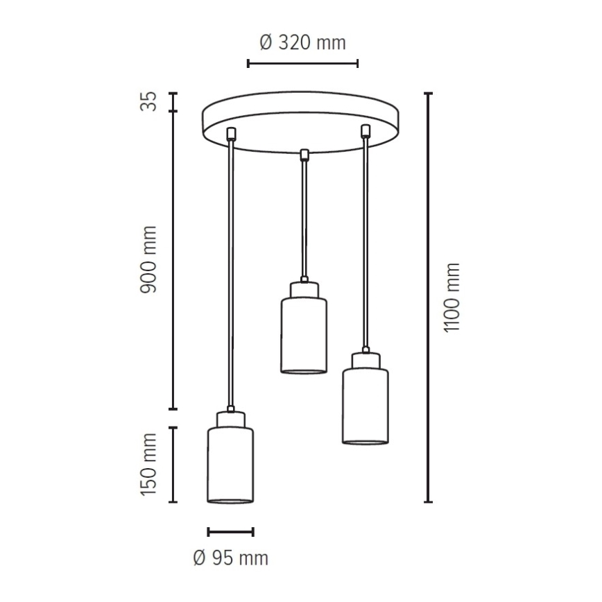 Lampadario a sospensione con filo KARLA 3xE27/60W/230V calcestruzzo - certificato FSC