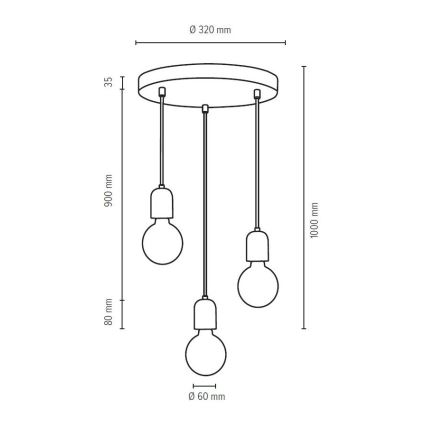 Lampadario a sospensione con filo AMORY 3xE27/60W/230V - certificato FSC