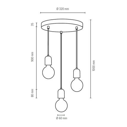 Lampadario a sospensione con filo AMORY 3xE27/60W/230V - certificato FSC