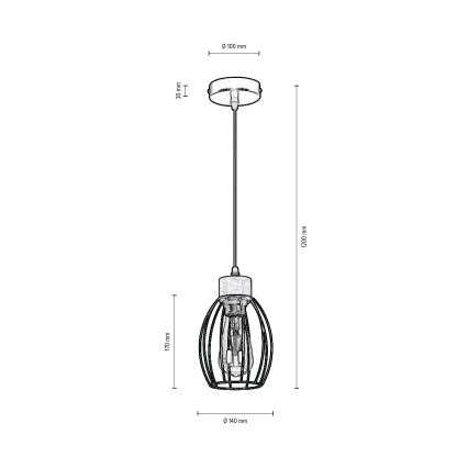 Lampadario a sospensione con filo GUNNAR 1xE27/60W/230V quercia - certificato FSC