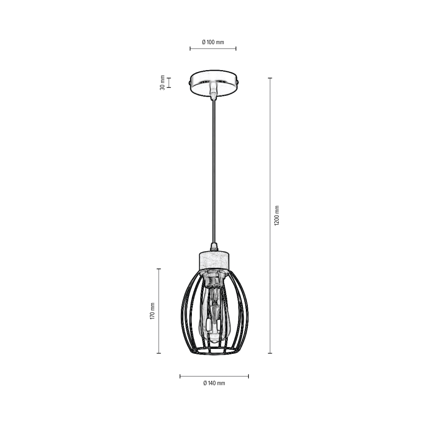 Lampadario a sospensione con filo GUNNAR 1xE27/60W/230V quercia - certificato FSC
