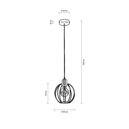 Lampadario a sospensione con filo BERIS 1xE27/60W/230V - certificato FSC