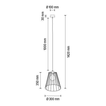 Lampadario a sospensione con filo ORAZIO 1xE27/60W/230V quercia - certificato FSC