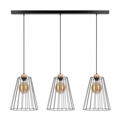 Lampadario a sospensione con filo ORAZIO 3xE27/60W/230V pino