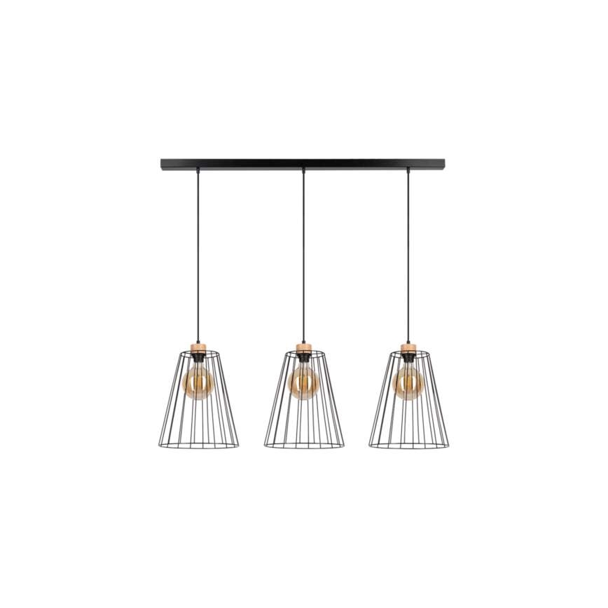 Lampadario a sospensione con filo ORAZIO 3xE27/60W/230V pino