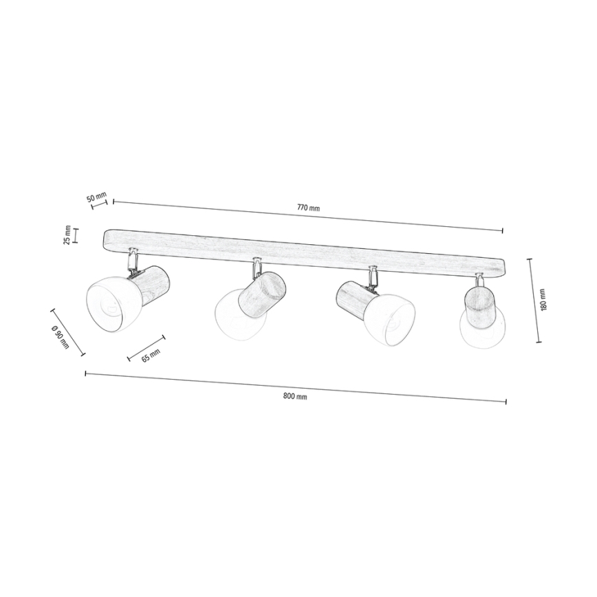 Plafoniera a incasso NEL 4xE27/15W/230V pino