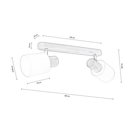 Faretto da binario TRENDY 2xE27/15W/230V pino - certificato FSC