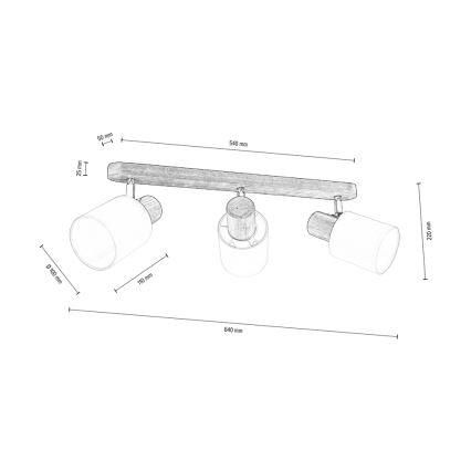 Faretto da binario TRENDY 3xE27/15W/230V pino - certificato FSC