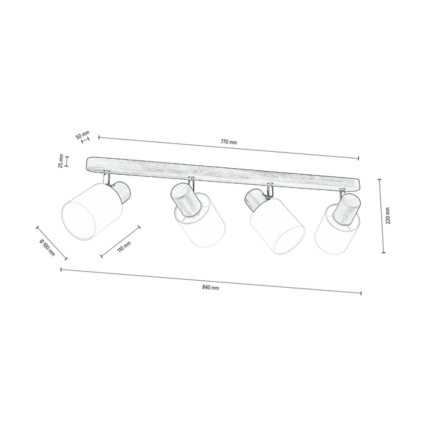 Faretto da binario TRENDY 4xE27/15W/230V pino