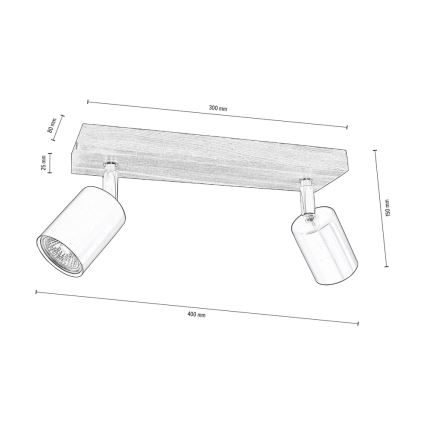 Faretto da binario MANARA  2xGU10/5W/230V noce - certificato FSC