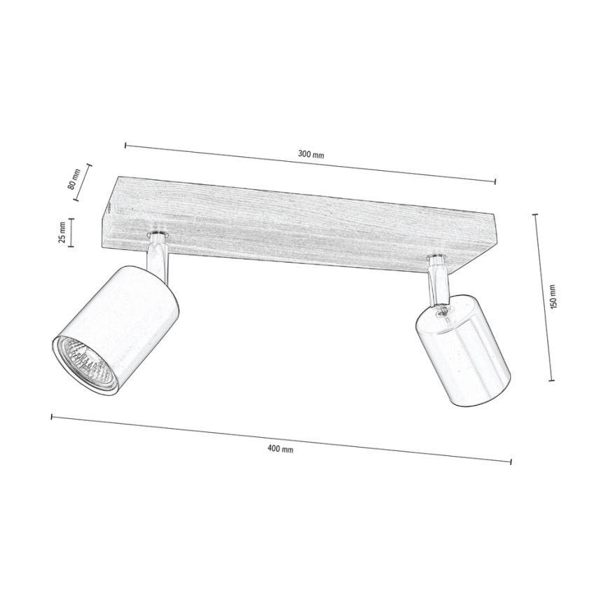 Faretto da binario MANARA  2xGU10/5W/230V noce - certificato FSC
