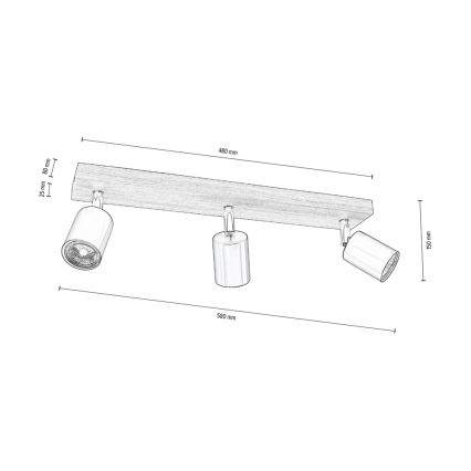 Faretto da binario MANARA  3xGU10/5W/230V pino - certificato FSC