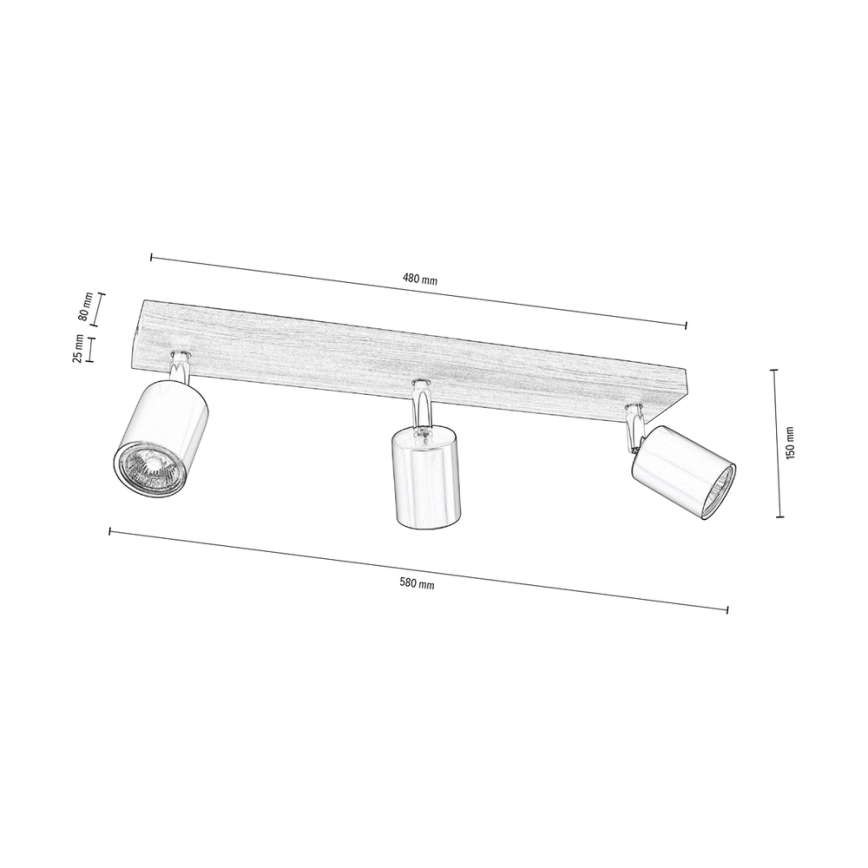 Faretto da binario MANARA  3xGU10/5W/230V pino - certificato FSC