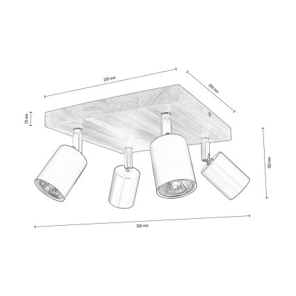 Faretto da binario MANARA 4xGU10/5W/230V pino - certificato FSC