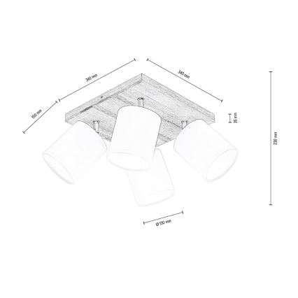 Faretto da binario APRILLIA 4xE27/25W/230V quercia/bianco - certificato FSC