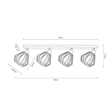 Faretto da binario VENTI 4xE27/15W/230V pino - certificato FSC