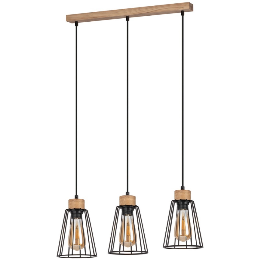 Spot-Light - Lampadario a sospensione con filo ORAZIO 3xE27/60W/230V quercia