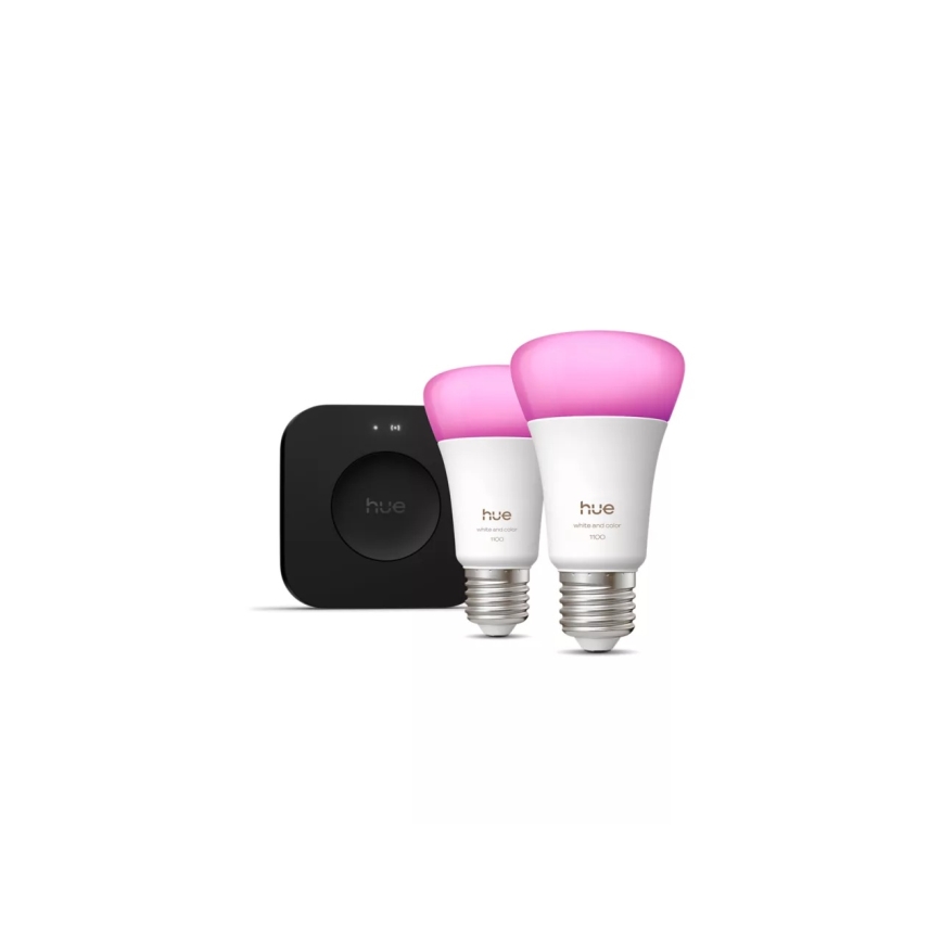 Kit di avviamento Philips Hue WHITE AND COLOR AMBIANCE 2xE27/8,1W 1000-20000K + dispositivo per il collegamento