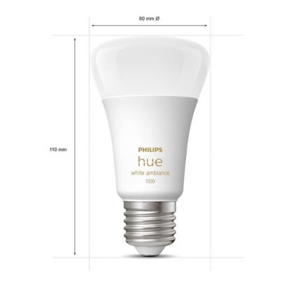 Starter pack Philips Hue WHITE AMBIANCE 2xE27/8W/230V + dispositivo di interconnessione