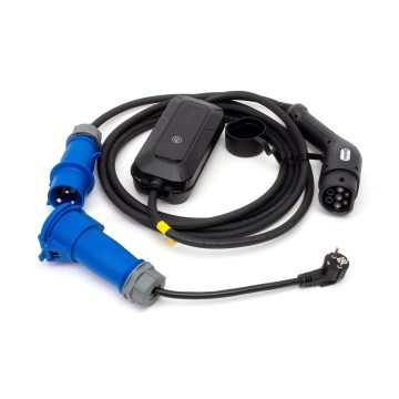 Stazione di ricarica da viaggio per auto elettriche EV/PHEV AC Tipo 2 32A/230V 7,4kW IP55 5m + adattatore 230V 3,7kW + custodia