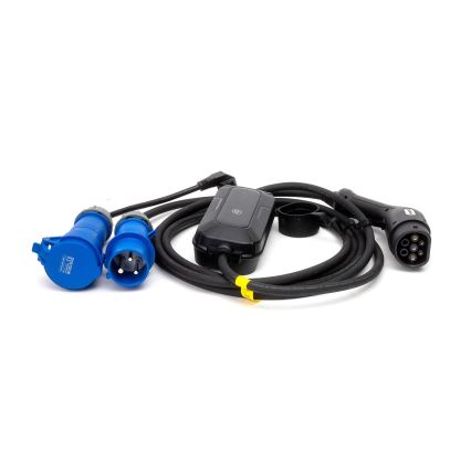 Stazione di ricarica da viaggio per auto elettriche EV/PHEV AC Tipo 2 32A/230V 7,4kW IP55 5m + adattatore 230V 3,7kW + custodia