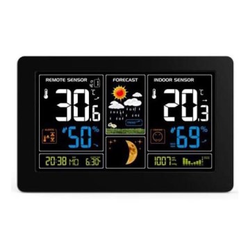 Stazione meteo con display LCD e ricarica USB nera