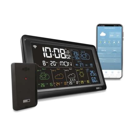 Stazione meteo con display LCD GoSmart 230V/3xAAA + 2×AAA Wi-Fi Tuya nero