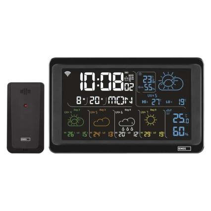 Stazione meteo con display LCD GoSmart 230V/3xAAA + 2×AAA Wi-Fi Tuya nero