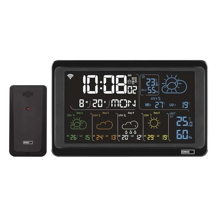 Stazione meteo con display LCD GoSmart 230V/3xAAA + 2×AAA Wi-Fi Tuya nero