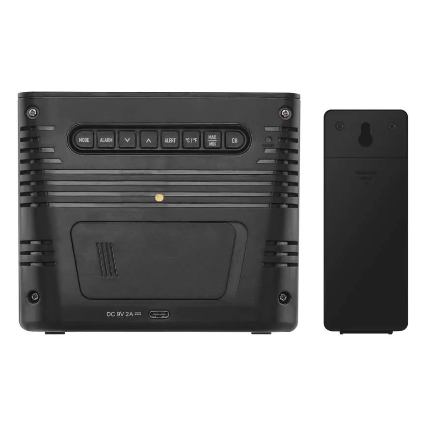 Stazione meteo con ricarica wireless 5V 2xAA + 2xAAA nera