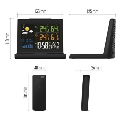 Stazione meteo con ricarica wireless 5V 2xAA + 2xAAA nera