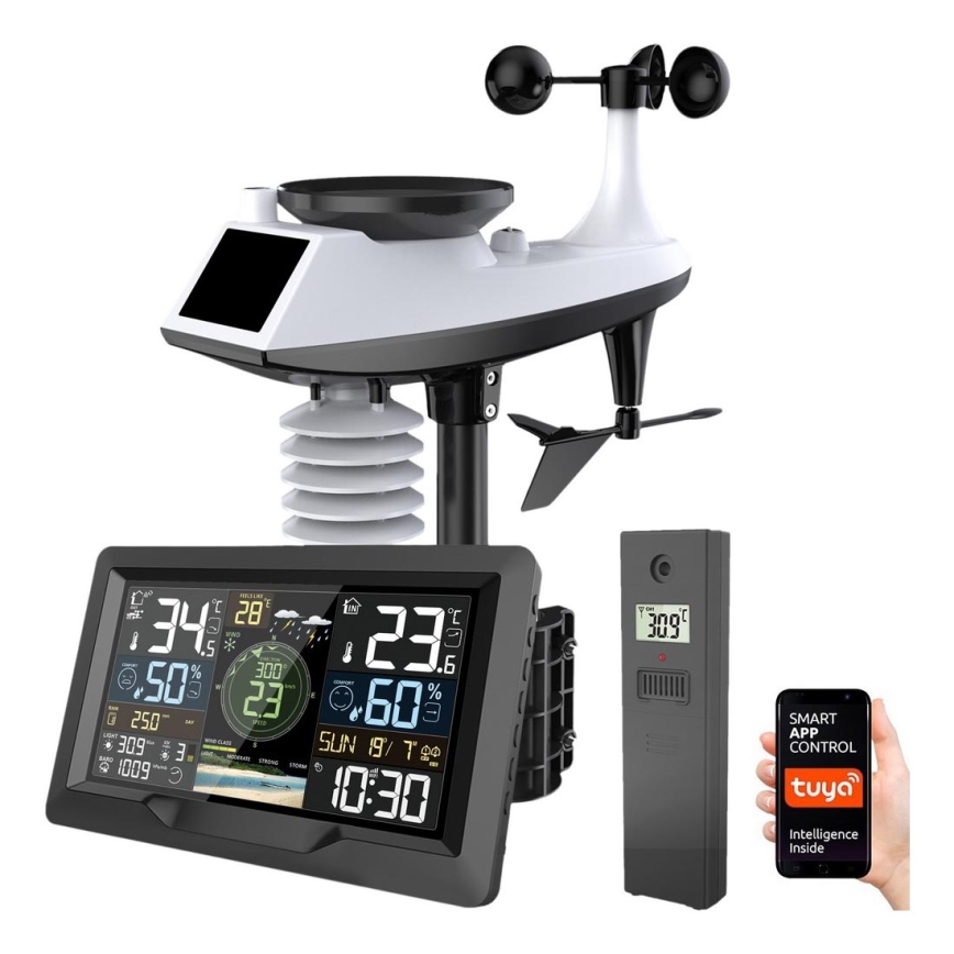 Stazione meteo professionale con display LCD a colori 5V/2xAA + 3xAA + 2xAA Wi-Fi Tuya