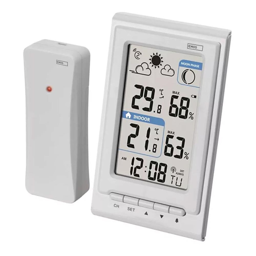 Stazione meteo wireless con sveglia 2xAAA + 2xAA bianco
