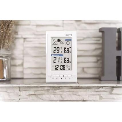 Stazione meteo wireless con sveglia 2xAAA + 2xAA bianco