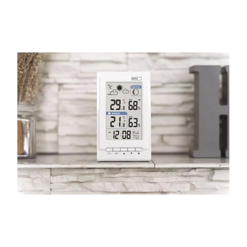 Stazione meteo wireless con sveglia 2xAAA + 2xAA bianco