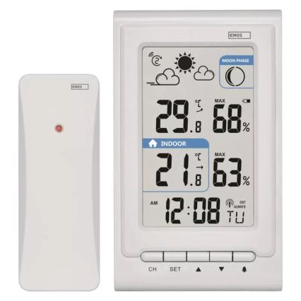 Stazione meteo wireless con sveglia 2xAAA + 2xAA bianco