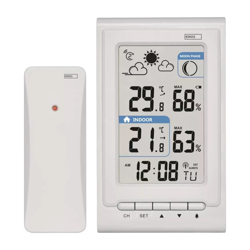 Stazione meteo wireless con sveglia 2xAAA + 2xAA bianco