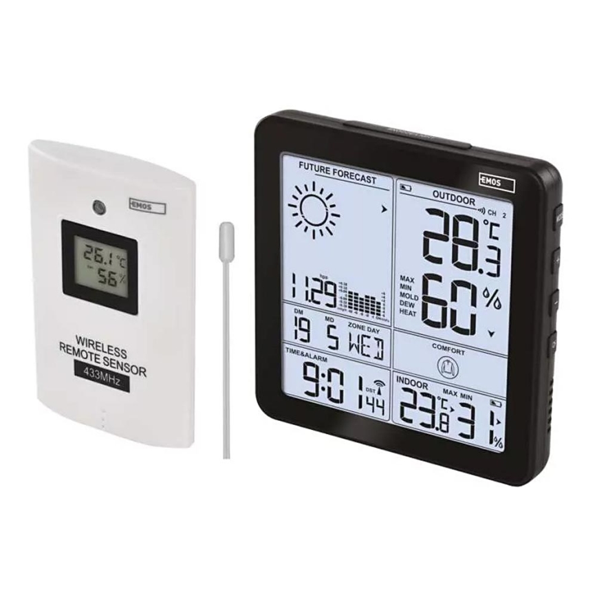 Stazione meteo wireless con sveglia 3xAA + 2xAAA nero
